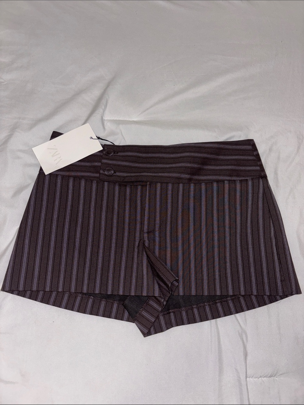 Zara Grey and Black Striped Bike Shorts